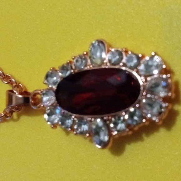 Red Sparkly Simulated Ruby Necklace - Picture 2 of 5